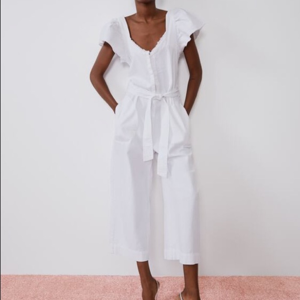 White Zara Rustic Jumpsuit
